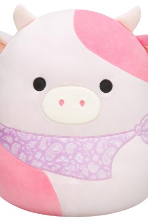 14-Inch Reshma the Light Pink Cow with Purple Bandana