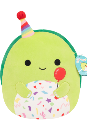 12-Inch Henry the Green Turtle with Birthday Hat Holding Balloon