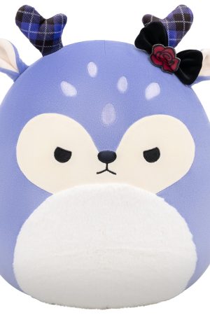 14-Inch Binoche the Purple Fawn with Plaid Antlers and Bow