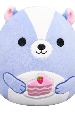 8-Inch Caspian the Lavender Skunk Holding Cake Slice